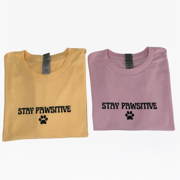 STAY PAWSITIVE Unisex Adult 100% Cotton Crewneck T-Shirt - Various - Picture 4 of 7